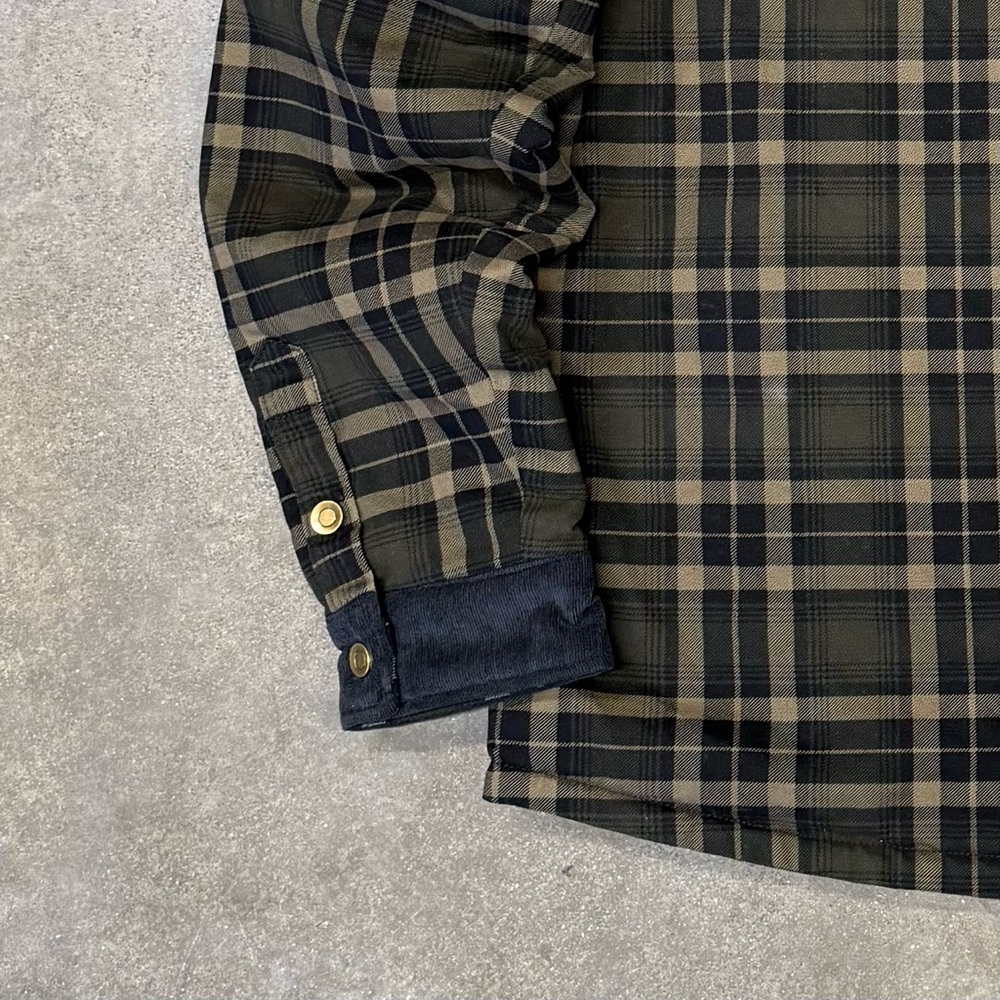 Plaid Plush Fleece Lined Chore Coat Barn Jacket Workwear - Picture 7 of 8